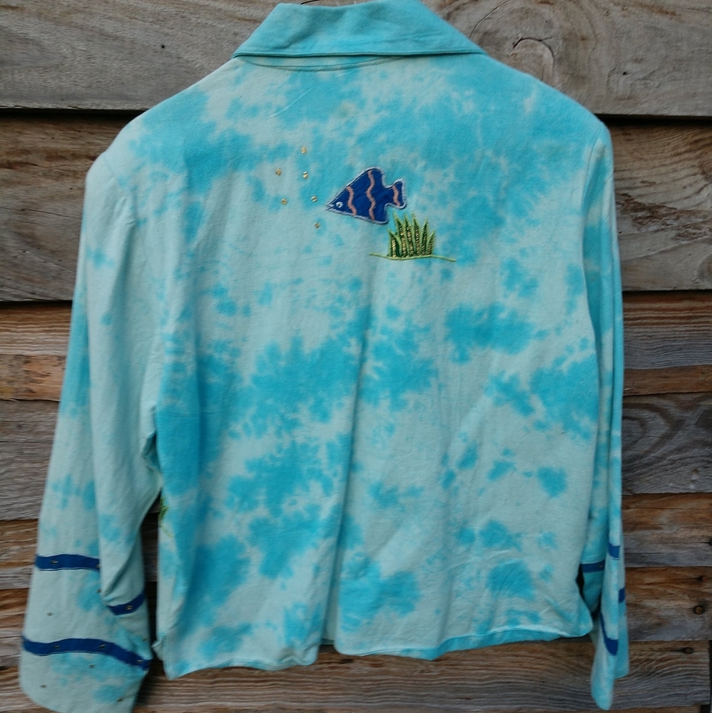 Jacket Tropical Fish Ocean Life Embroidered Fully Lined Small New - Picture 5 of 13